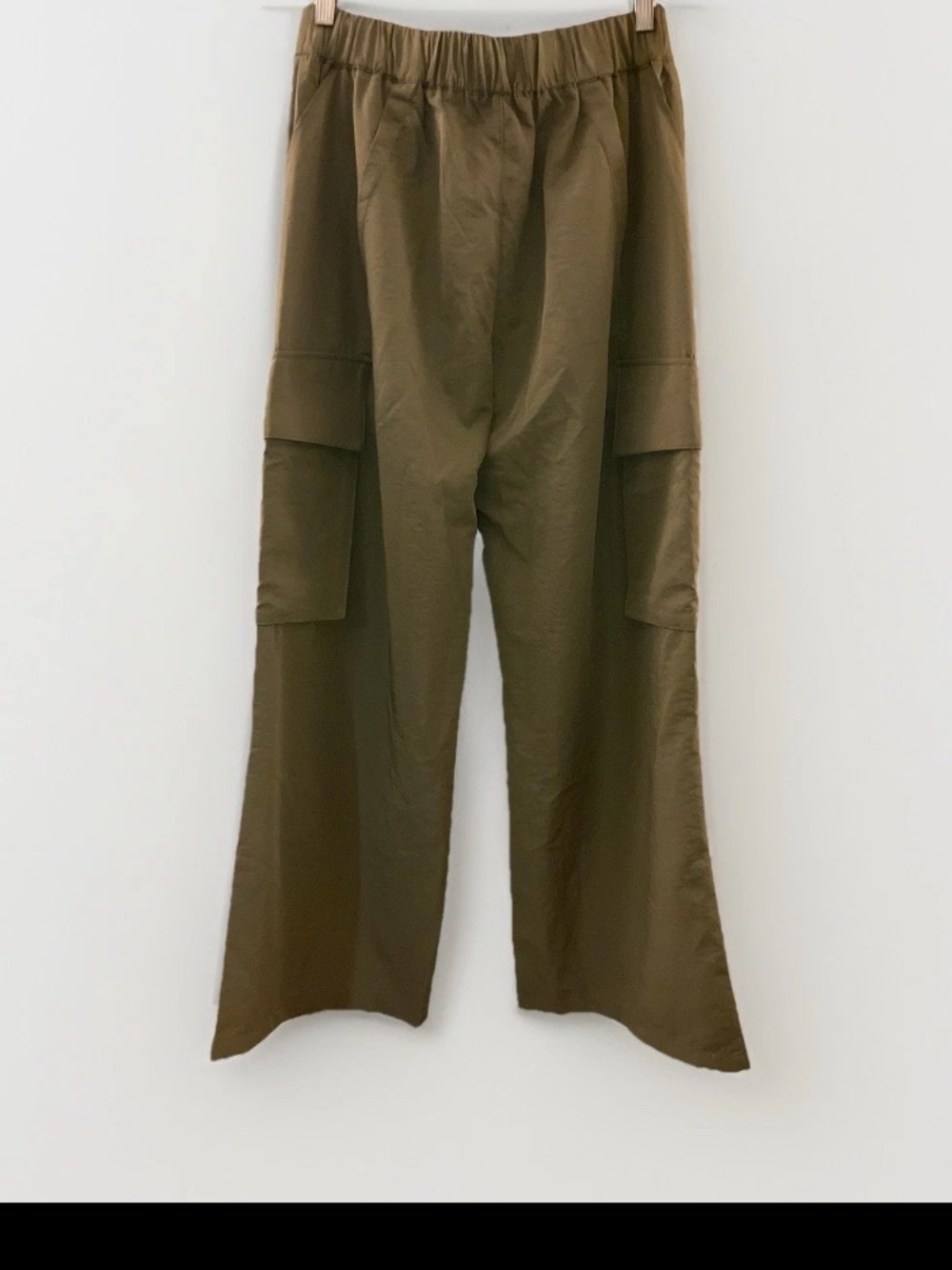 Halara Mid-Rise Wide-Leg Baggy Cargo Pants Army Green Nylon Medium 8/10 - Picture 4 of 10